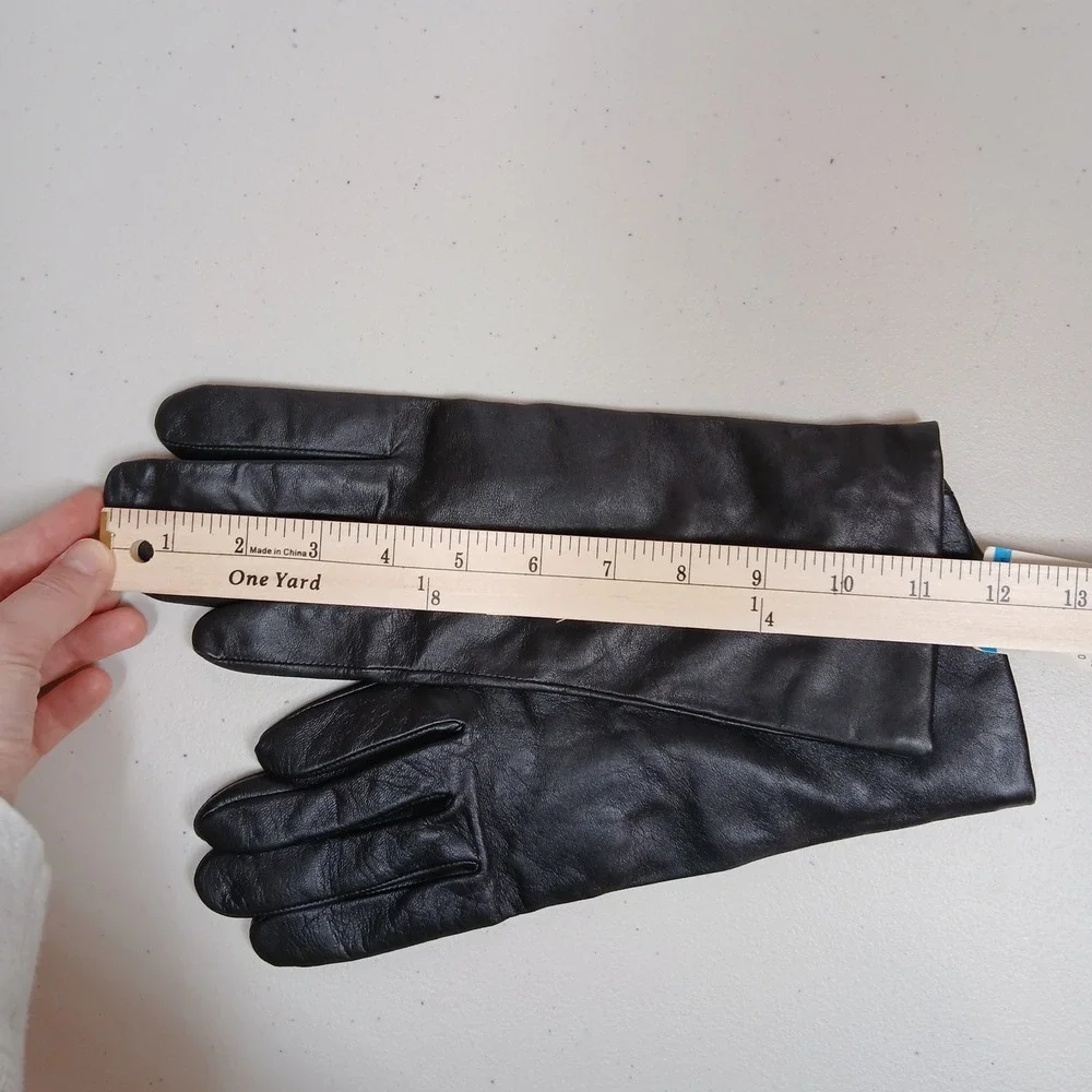 NWT Charter Club Gloves Women's 9 Black Genuine Leather Cashmere Lined